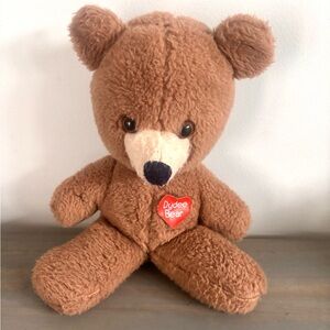 Vintage 1980s Animal Fair Dydee Bear Plush Brown Teddy Red Heart 12” Stuffed Toy